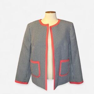 Nine West Houndstooth Blazer with Salmon Pink Accents